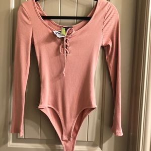 (2 FOR $18) NWT Mauve Pink Ribbed Bodysuit